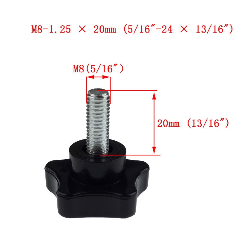 Kasteco 2 Pack M8 x 20mm (5/16"" x 13/16"") Thread Replacement Star Hand Knob Tightening Screw - Image 2